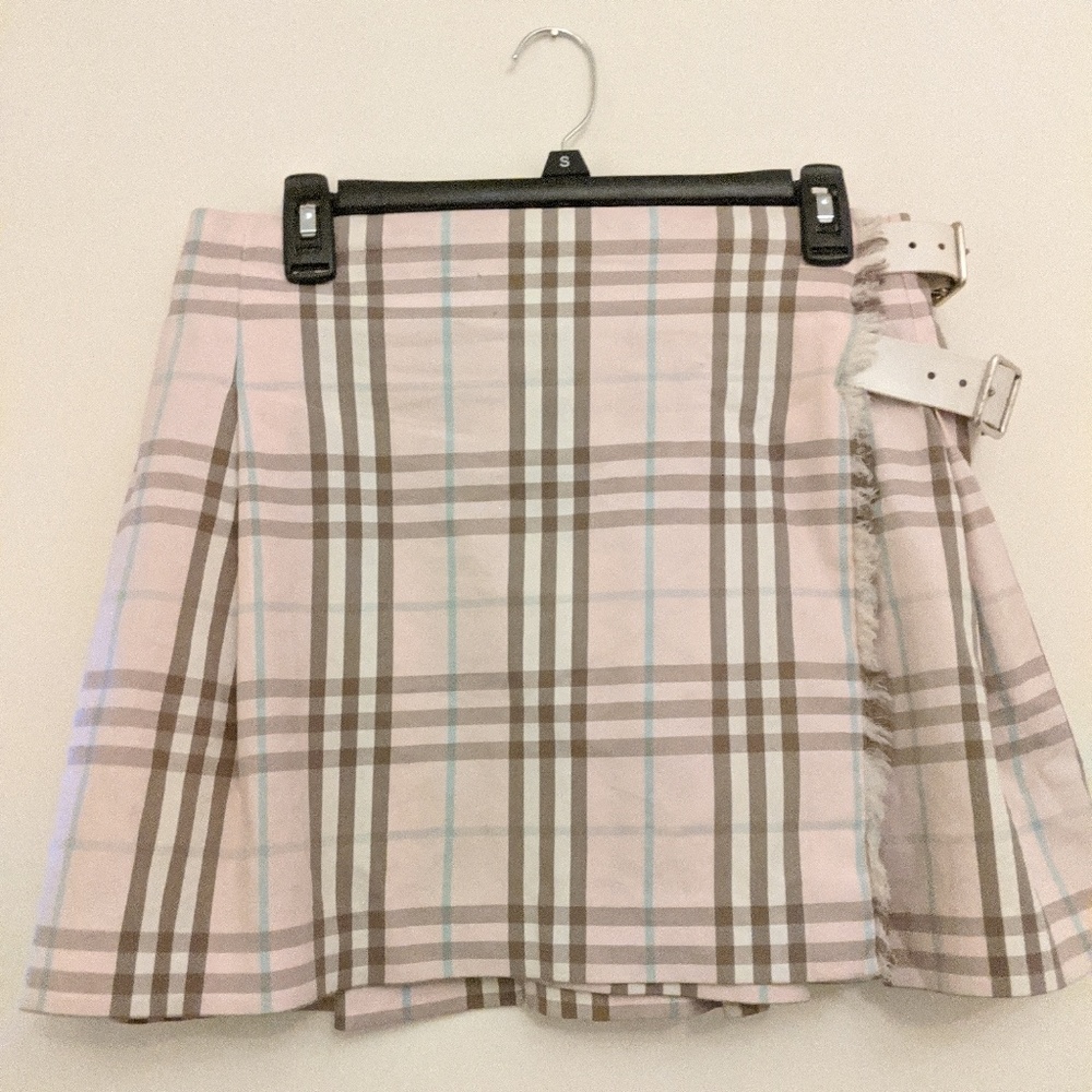 Burberry Pink Plaid Kilt Wrap Skirt Sz 6